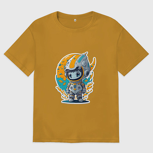 Мужская футболка оверсайз Маленький инопланетянин / Горчичный – фото 1
