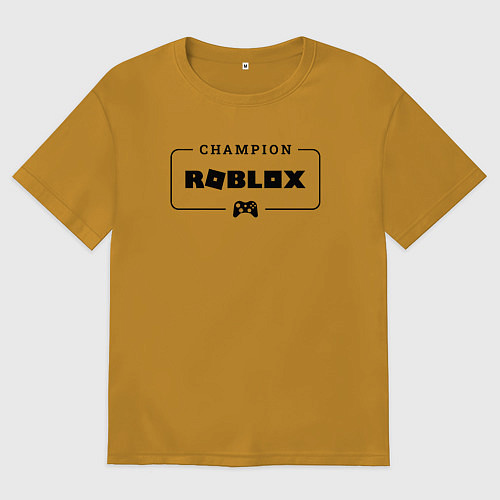 Мужская футболка оверсайз Roblox gaming champion: рамка с лого и джойстиком / Горчичный – фото 1