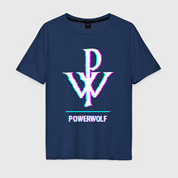 Футболка оверсайз мужская Powerwolf glitch rock, цвет: тёмно-синий