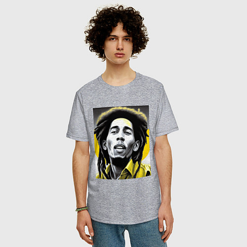 Мужская футболка оверсайз Bob Marley Digital Art / Меланж – фото 3