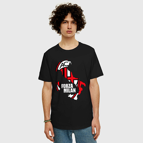 Мужская футболка оверсайз Forza Milan / Черный – фото 3