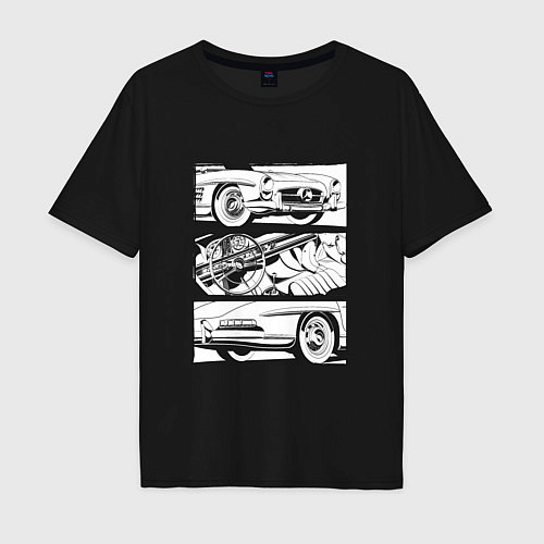 Мужская футболка оверсайз Mercedes-Benz 300SL Roadster V2 / Черный – фото 1