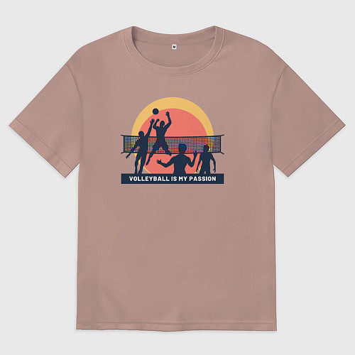 Мужская футболка оверсайз Волейбол моя страсть / Пыльно-розовый – фото 1