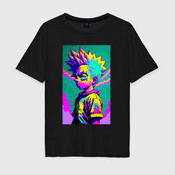 Футболка оверсайз мужская Bart Simpson - pop art, цвет: черный