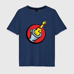 Футболка оверсайз мужская Chicken gun логотип, цвет: тёмно-синий