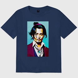 Футболка оверсайз мужская Johnny Depp - Japan style, цвет: тёмно-синий