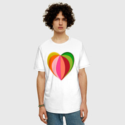 Футболка оверсайз мужская Цветное сердечко, цвет: белый — фото 2
