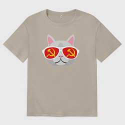 Футболка оверсайз мужская Котик СССР, цвет: миндальный