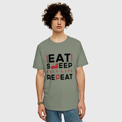 Футболка оверсайз мужская Надпись: eat sleep Half-Life repeat, цвет: авокадо — фото 2