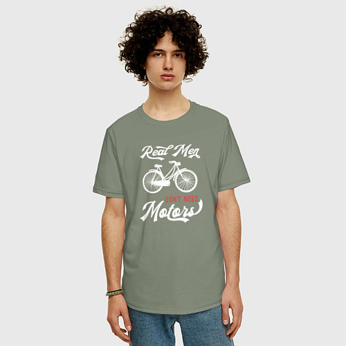 Мужская футболка оверсайз Настоящему мужчине не нужен мотор / Авокадо – фото 3