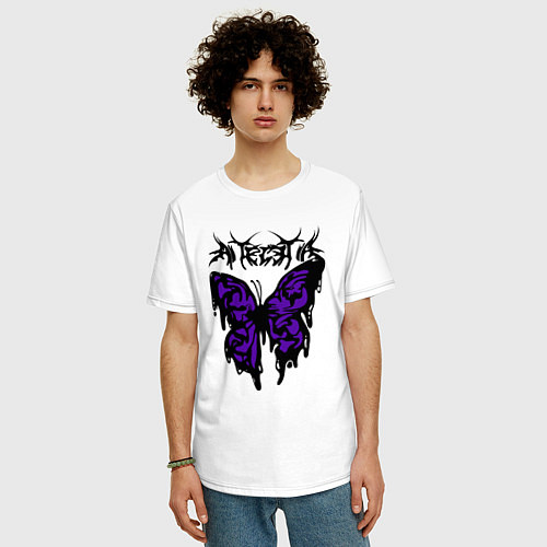 Мужская футболка оверсайз Gothic black butterfly / Белый – фото 3