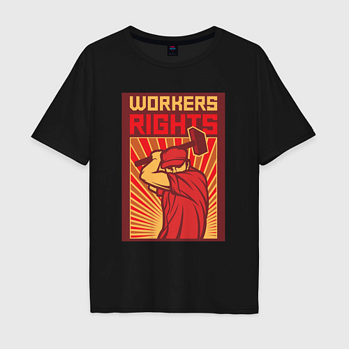 Мужская футболка оверсайз Права работников / Черный – фото 1