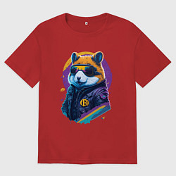 Футболка оверсайз мужская Крипто хомяк, цвет: красный