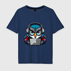 Футболка оверсайз мужская Never sleep owl, цвет: тёмно-синий