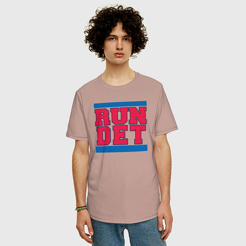 Мужская футболка оверсайз Run Detroit Pistons / Пыльно-розовый – фото 3