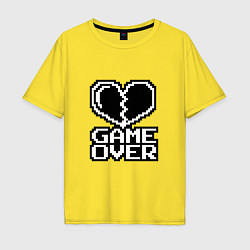 Футболка оверсайз мужская Game Over на черном фоне, цвет: желтый