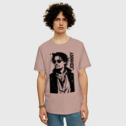 Футболка оверсайз мужская Johnny Depp - graphics, цвет: пыльно-розовый — фото 2