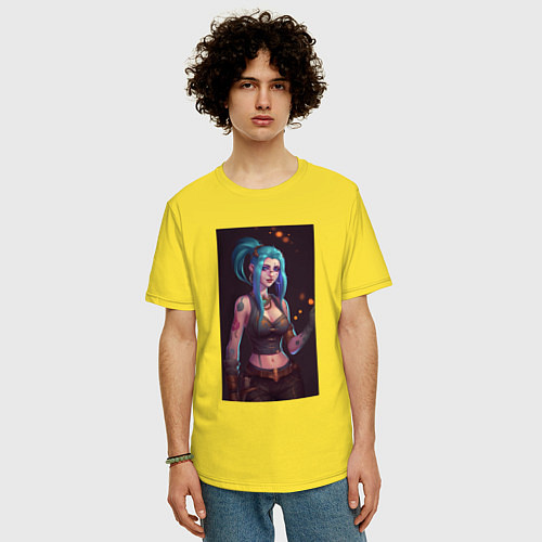 Мужская футболка оверсайз Arcane league of legends Jinx / Желтый – фото 3