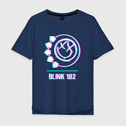 Футболка оверсайз мужская Blink 182 glitch rock, цвет: тёмно-синий