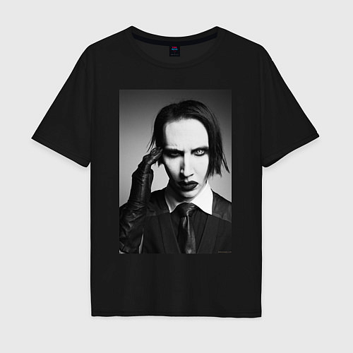 Мужская футболка оверсайз Marilyn Manson looks at you / Черный – фото 1