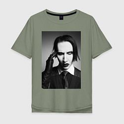 Футболка оверсайз мужская Marilyn Manson looks at you, цвет: авокадо