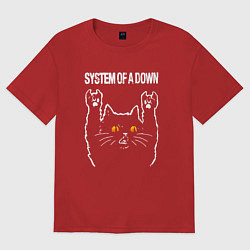 Футболка оверсайз мужская System of a Down rock cat, цвет: красный