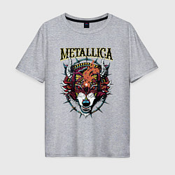 Футболка оверсайз мужская Metallica - wolfs muzzle - thrash metal, цвет: меланж