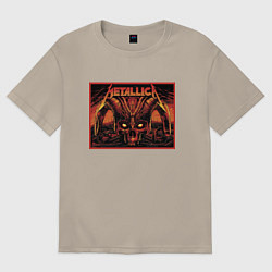 Футболка оверсайз мужская Metallica - thrash metal - skull, цвет: миндальный