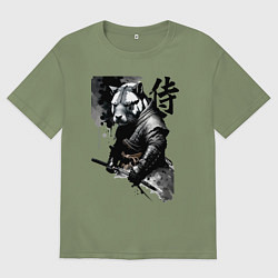Футболка оверсайз мужская Capy samurai - hieroglyph - neural network, цвет: авокадо