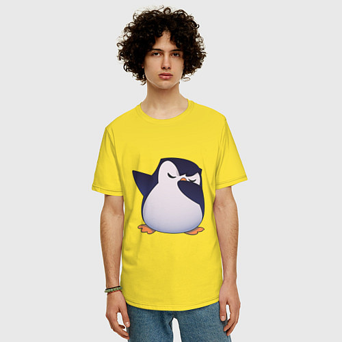 Мужская футболка оверсайз Пингвин в танце / Желтый – фото 3