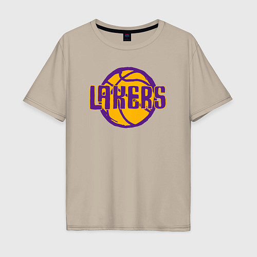 Мужская футболка оверсайз Lakers ball / Миндальный – фото 1