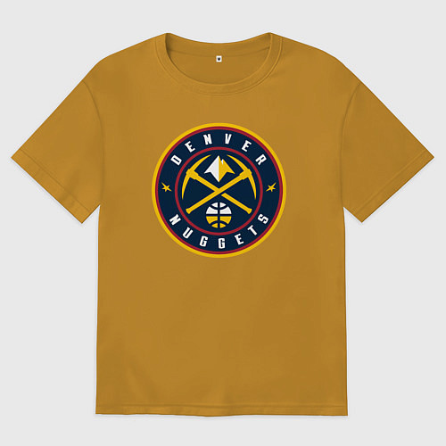 Мужская футболка оверсайз Denver Nuggets / Горчичный – фото 1