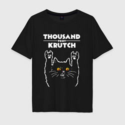 Футболка оверсайз мужская Thousand Foot Krutch rock cat, цвет: черный