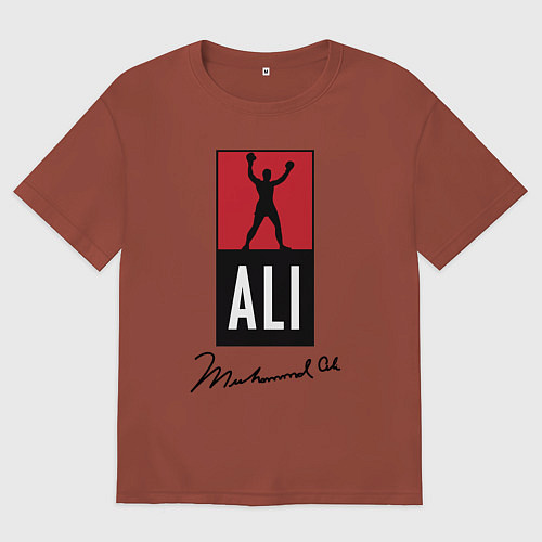 Мужская футболка оверсайз Muhammad Ali boxer / Кирпичный – фото 1