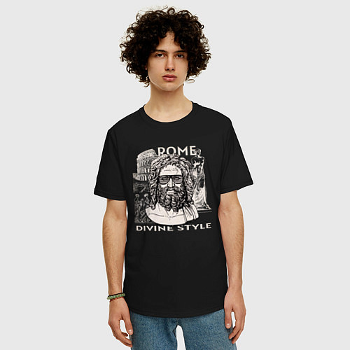 Мужская футболка оверсайз Римский Бог на стиле / Черный – фото 3
