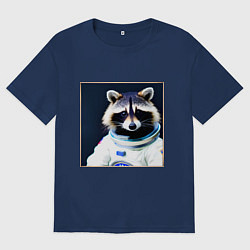 Мужская футболка оверсайз Енот космонавт