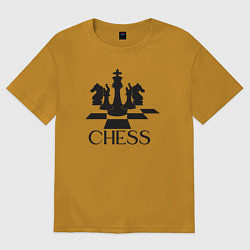 Футболка оверсайз мужская Chess play, цвет: горчичный