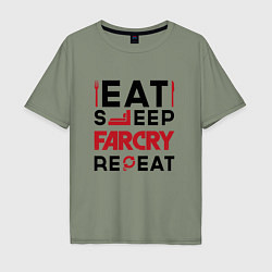 Мужская футболка оверсайз Надпись: eat sleep Far Cry repeat