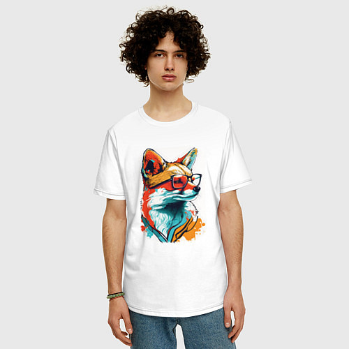 Мужская футболка оверсайз Wise Fox / Белый – фото 3