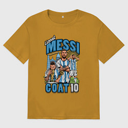Футболка оверсайз мужская Лионель Месси Аргентина 10, цвет: горчичный