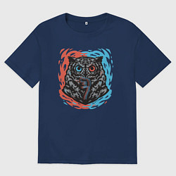 Футболка оверсайз мужская Ночной охотник-сова, цвет: тёмно-синий