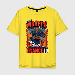 Футболка оверсайз мужская Килиан Мбаппе Франция 10, цвет: желтый