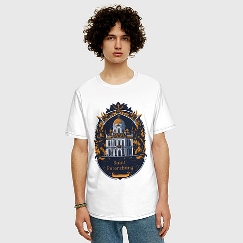 Мужская футболка оверсайз Санкт - Петербург / Белый – фото 3