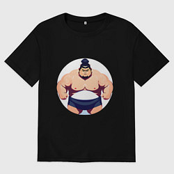 Футболка оверсайз мужская Борец сумо, цвет: черный