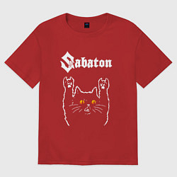 Футболка оверсайз мужская Sabaton rock cat, цвет: красный
