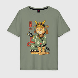 Мужская футболка оверсайз Samurai battle cat