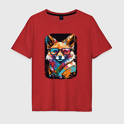 Мужская футболка оверсайз Abstract Colorful Fox