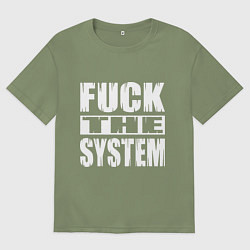 Футболка оверсайз мужская SoD - f**k the system, цвет: авокадо