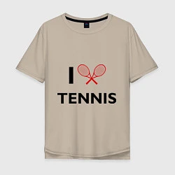 Футболка оверсайз мужская I Love Tennis, цвет: миндальный