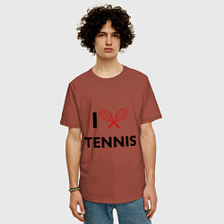 Футболка оверсайз мужская I Love Tennis, цвет: кирпичный — фото 2